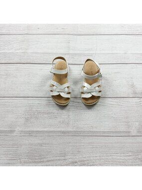 Cat & Jack Toddler Girls Glitter Strap White Sandals 6